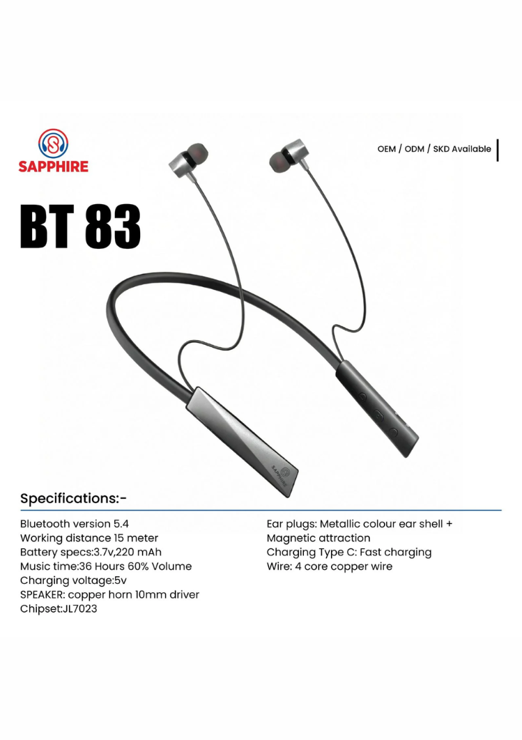 BLUETOOTH NECKBAND EARPHONE (BT83)