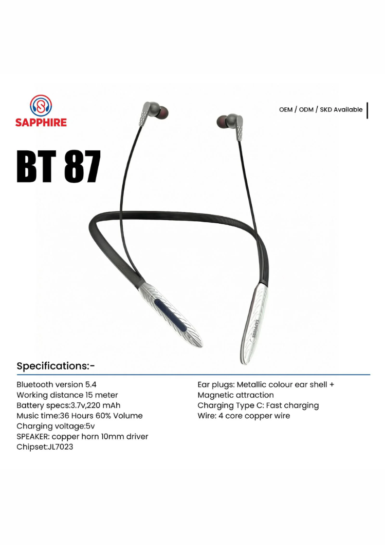 BLUETOOTH NECKBAND EARPHONE (BT87)